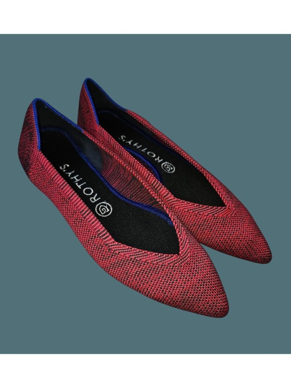 Rothy's Pointy Toe Red Ballet Flats Shoes Women Size 8 Comfy Minimalist